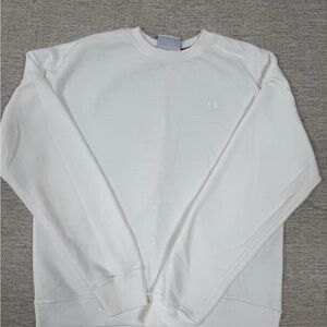 Champion White Crewneck Sweatshirt with Subtle Logo